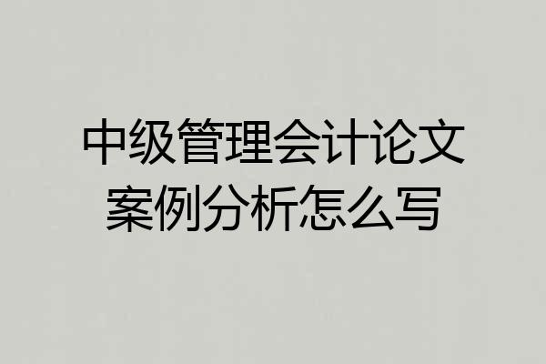 中级管理会计论文案例分析怎么写