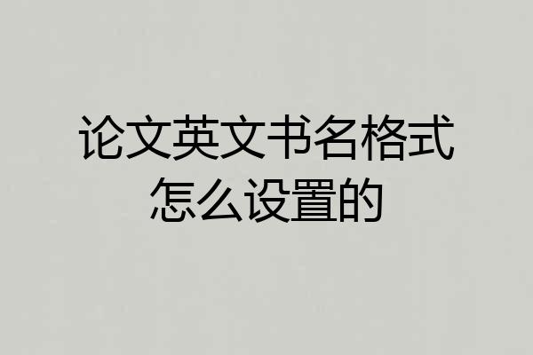 论文英文书名格式怎么设置的