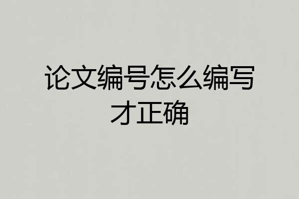 论文编号怎么编写才正确