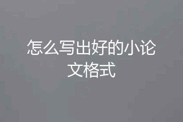怎么写出好的小论文格式