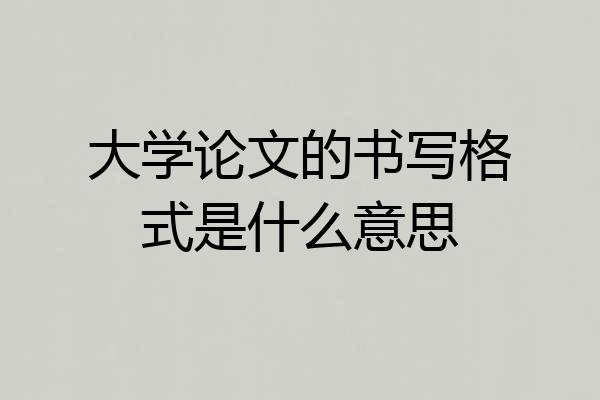 大学论文的书写格式是什么意思