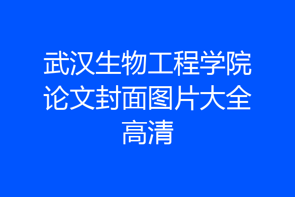 武汉生物工程学院论文封面图片大全高清