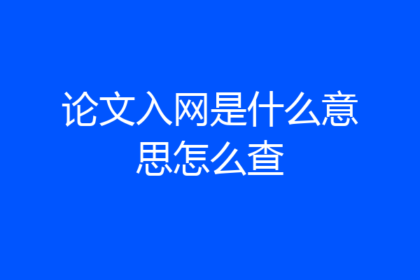 论文入网是什么意思怎么查