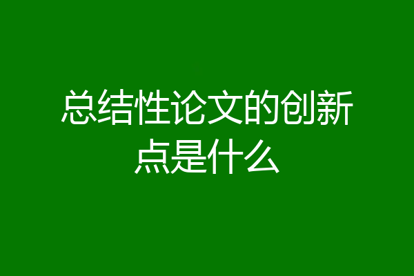 总结性论文的创新点是什么