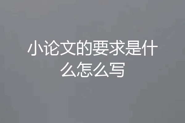 小论文的要求是什么怎么写