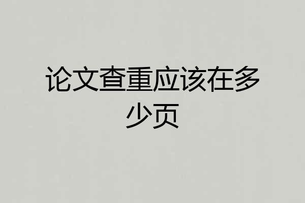 论文查重应该在多少页
