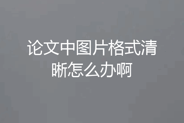 论文中图片格式清晰怎么办啊