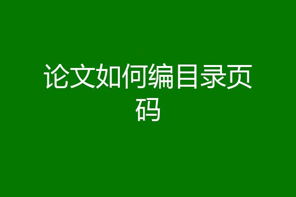 论文如何编目录页码