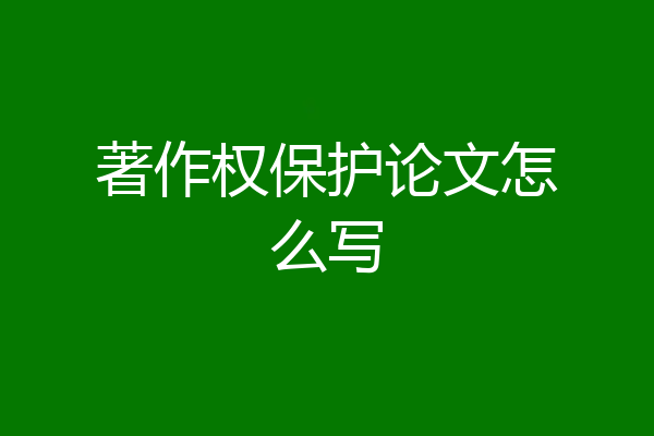 著作权保护论文怎么写