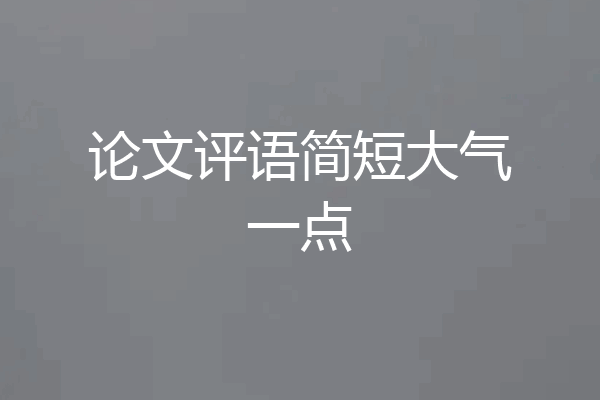 论文评语简短大气一点