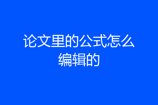 论文里的公式怎么编辑的