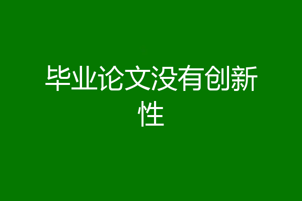 毕业论文没有创新性