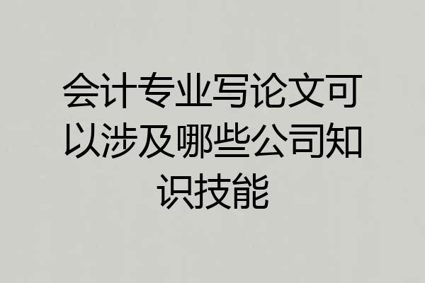 会计专业写论文可以涉及哪些公司知识技能