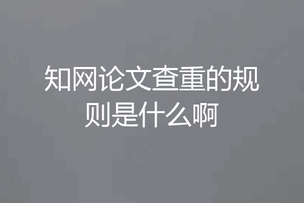知网论文查重的规则是什么啊