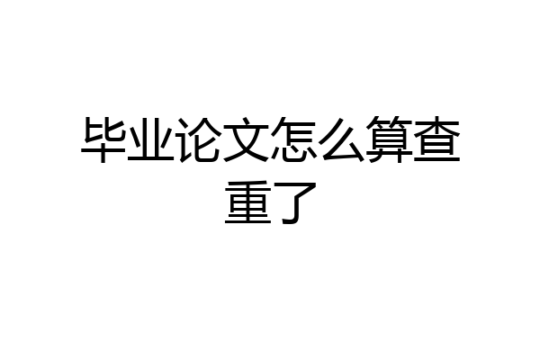 毕业论文怎么算查重了