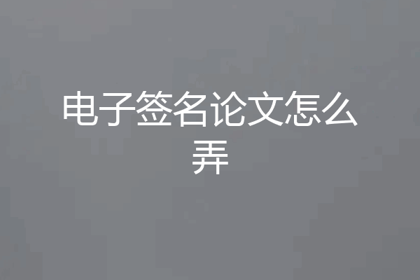 电子签名论文怎么弄