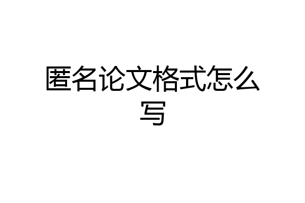 匿名论文格式怎么写