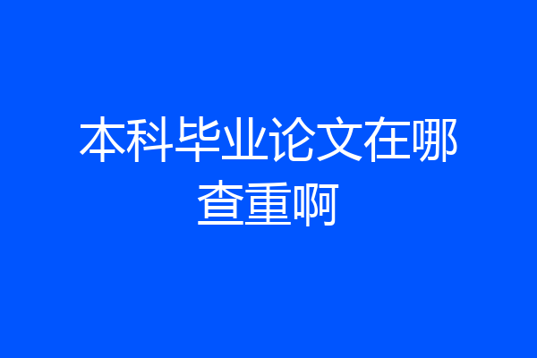 本科毕业论文在哪查重啊