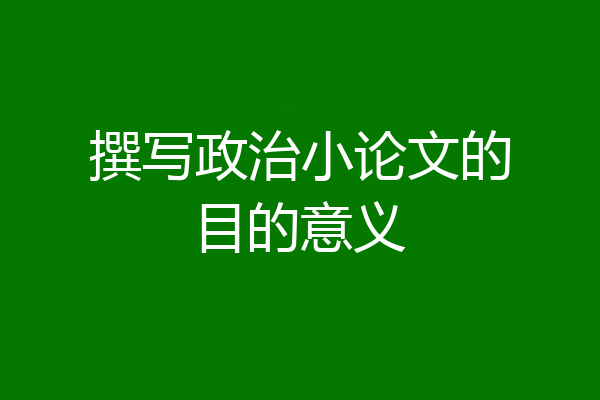 撰写政治小论文的目的意义