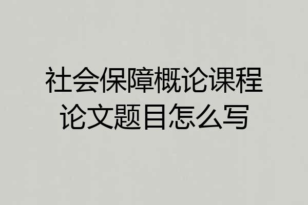 社会保障概论课程论文题目怎么写