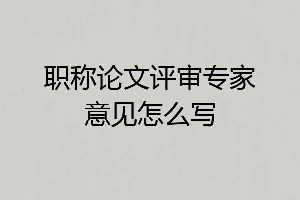 职称论文评审专家意见怎么写