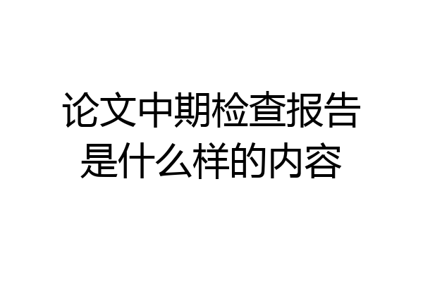 论文中期检查报告是什么样的内容