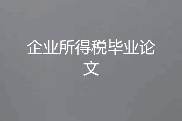 企业所得税毕业论文