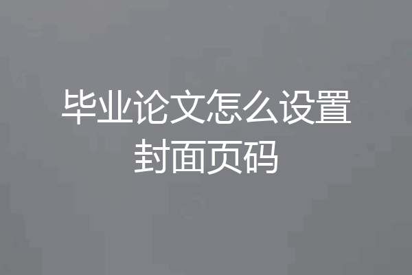 毕业论文怎么设置封面页码