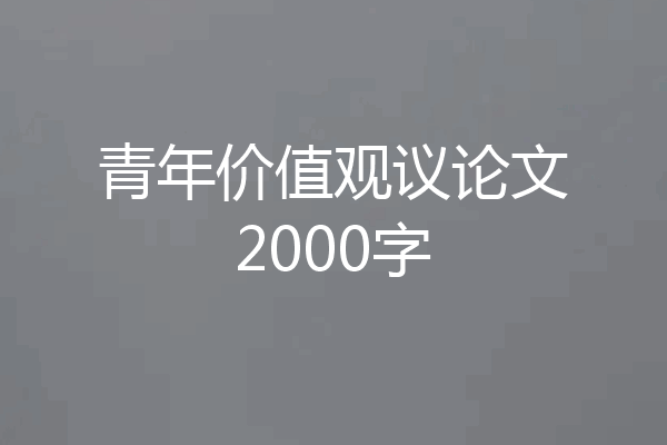 青年价值观议论文2000字