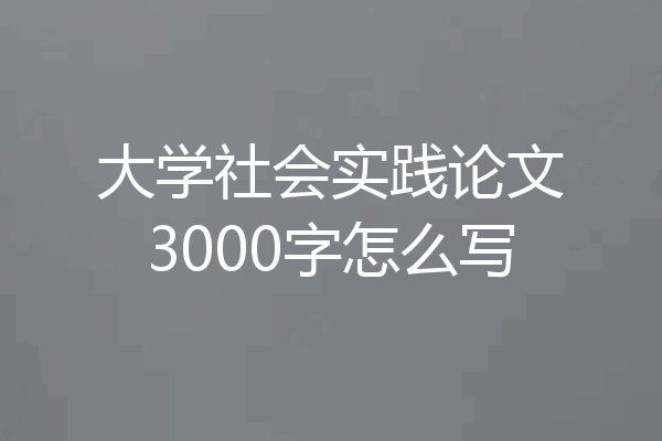 大学社会实践论文3000字怎么写
