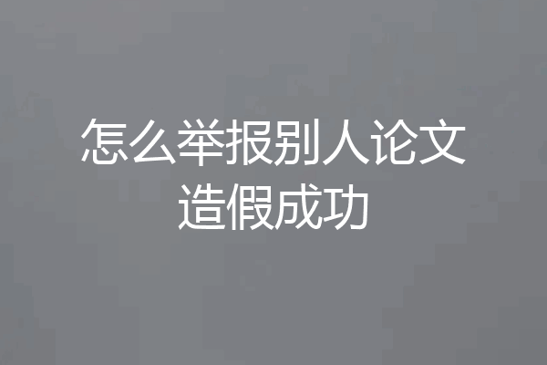 怎么举报别人论文造假成功