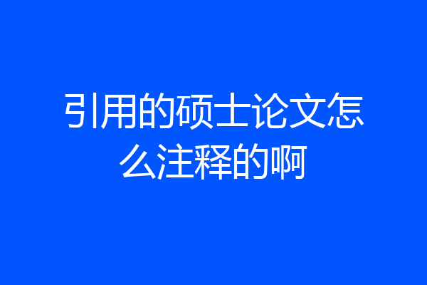 引用的硕士论文怎么注释的啊
