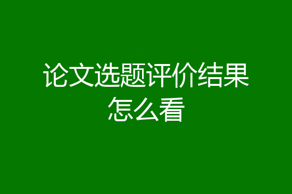 论文选题评价结果怎么看