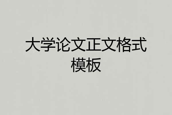 大学论文正文格式模板