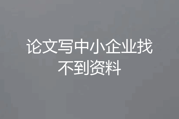 论文写中小企业找不到资料