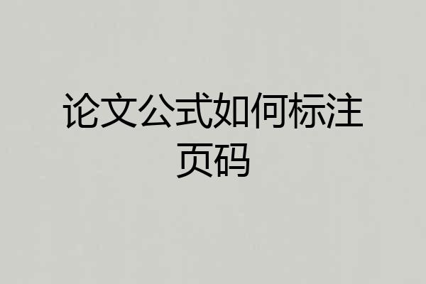 论文公式如何标注页码