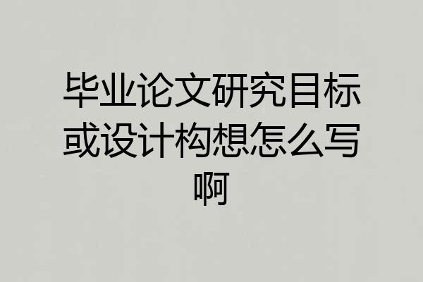 毕业论文研究目标或设计构想怎么写啊