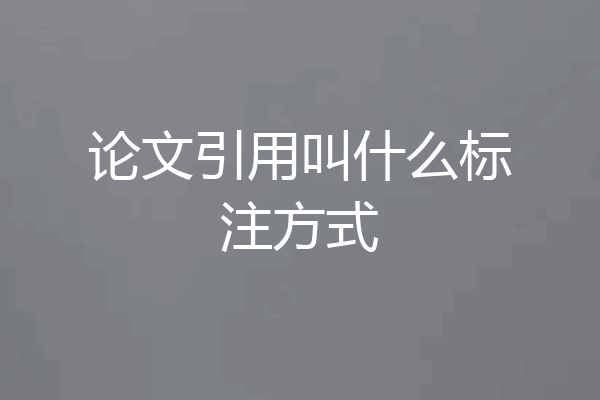 论文引用叫什么标注方式