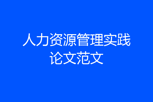 人力资源管理实践论文范文