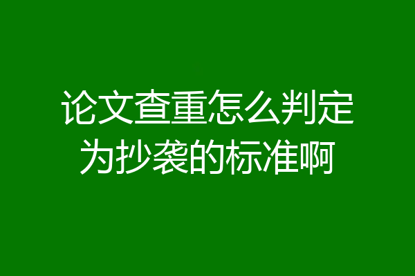 论文查重怎么判定为抄袭的标准啊