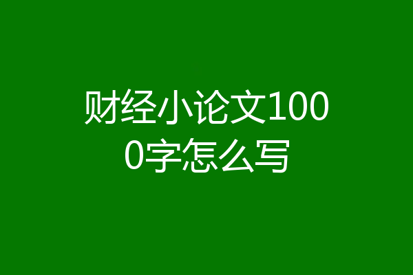 财经小论文1000字怎么写