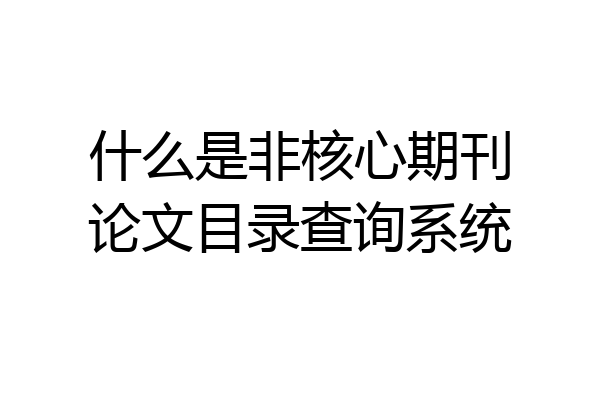 什么是非核心期刊论文目录查询系统