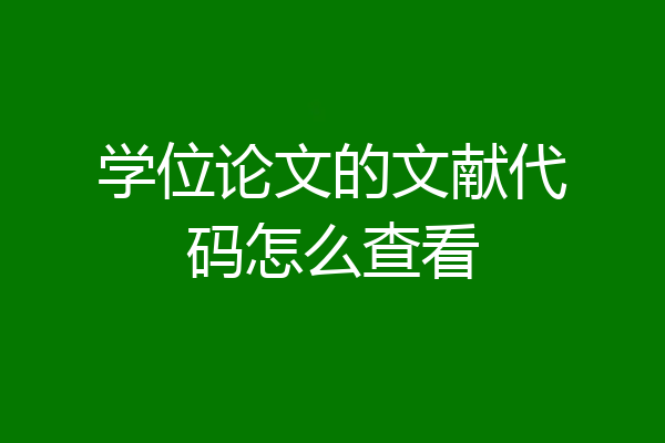 学位论文的文献代码怎么查看