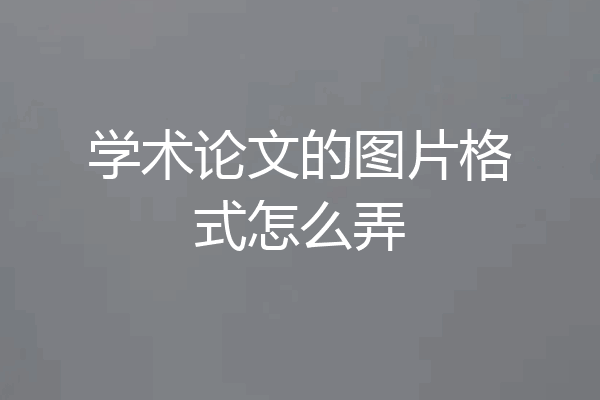 学术论文的图片格式怎么弄