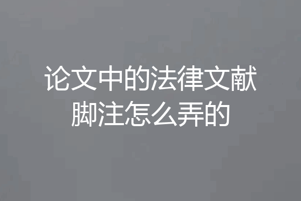 论文中的法律文献脚注怎么弄的