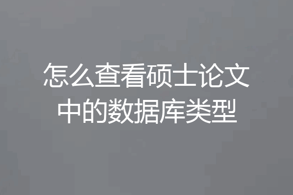 怎么查看硕士论文中的数据库类型