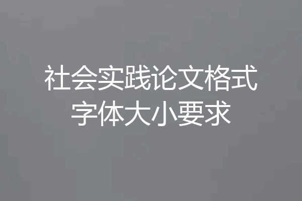 社会实践论文格式字体大小要求