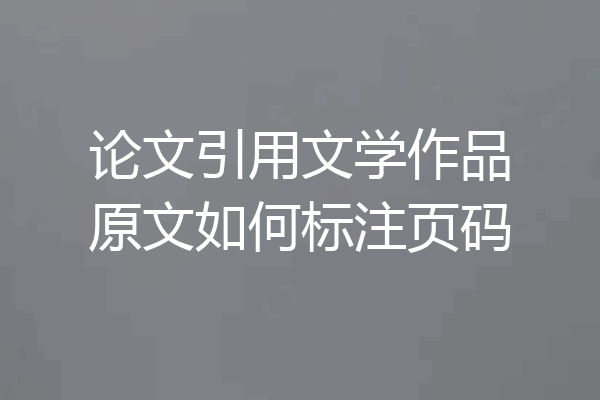 论文引用文学作品原文如何标注页码