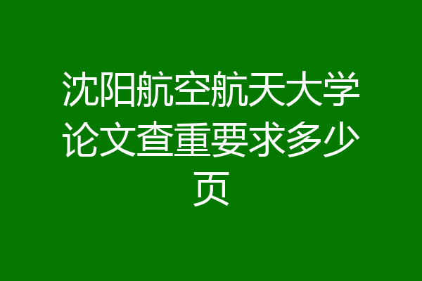 沈阳航空航天大学论文查重要求多少页