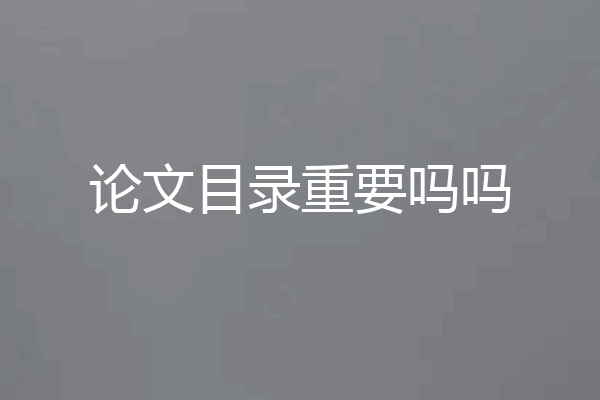 论文目录重要吗吗